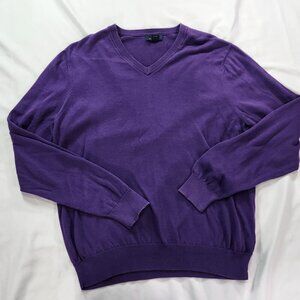 Brooks brothers vneck sweater suma cotton purple sweater mens medium